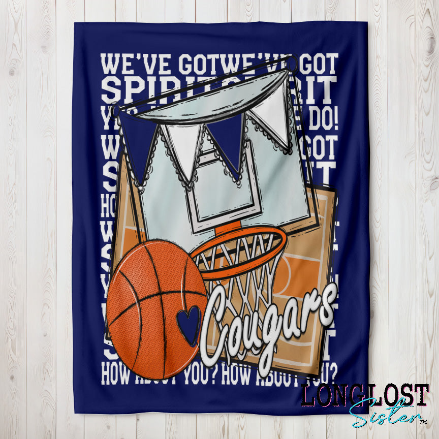 Basketball We've Got Spirit Navy Custom Blanket | Long Lost Sister Boutique