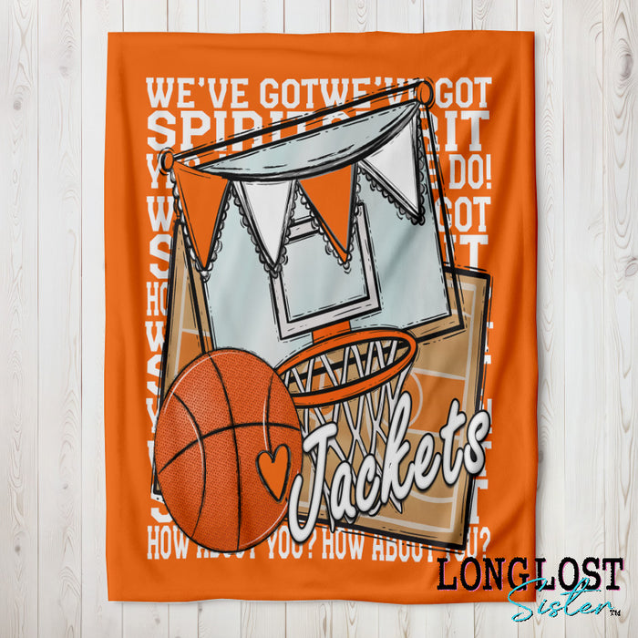 Basketball We've Got Spirit Orange Custom Blanket | Long Lost Sister Boutique