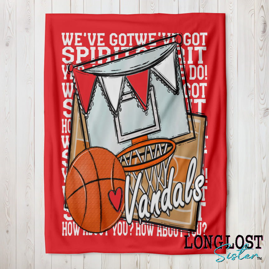 Basketball We've Got Spirit Red Custom Blanket | Long Lost Sister Boutique