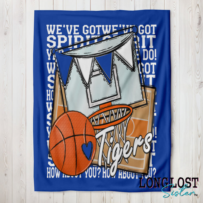 Basketball We've Got Spirit Royal Blue Custom Blanket | Long Lost Sister Boutique