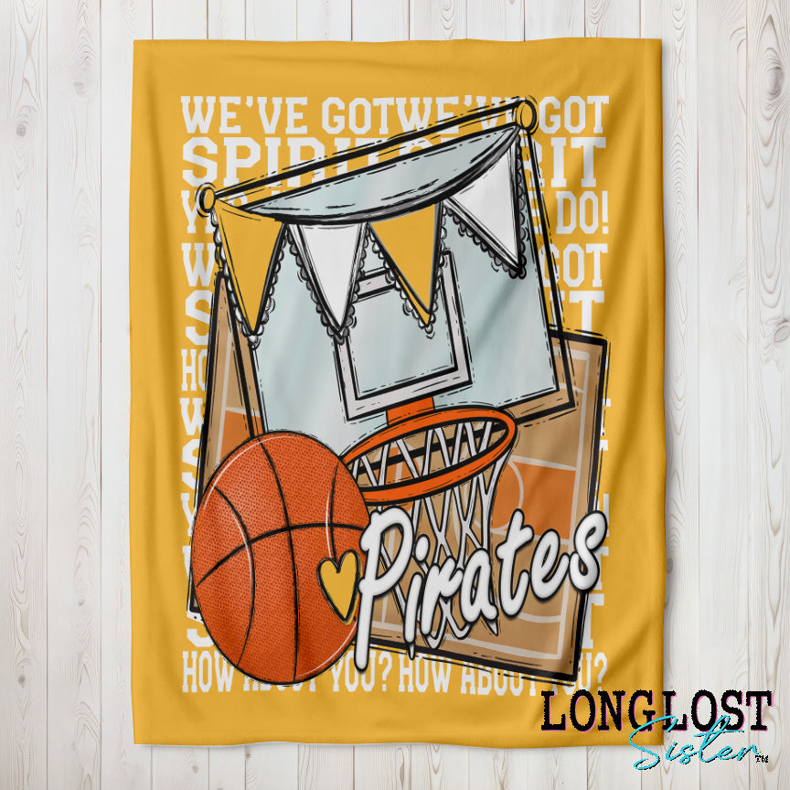 Basketball We've Got Spirit Yellow Custom Blanket | Long Lost Sister Boutique