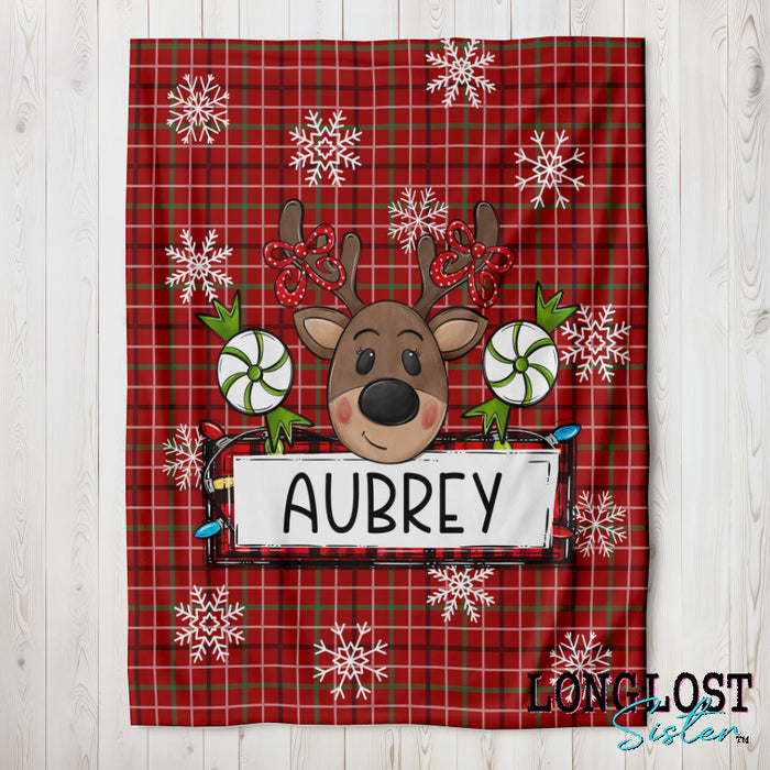 Personalized Christmas Reindeer Blanket | Long Lost Sister Boutique