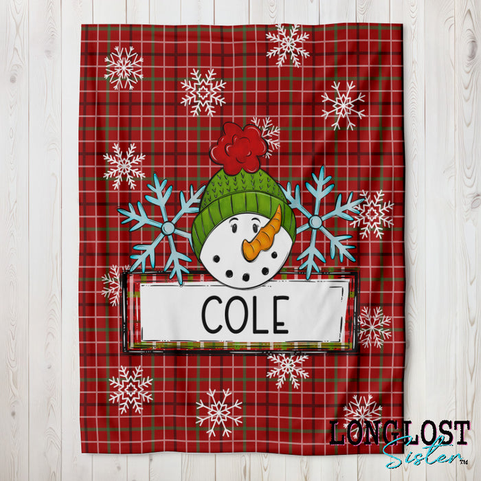 Personalized Christmas Snowman Blanket | Long Lost Sister Boutique