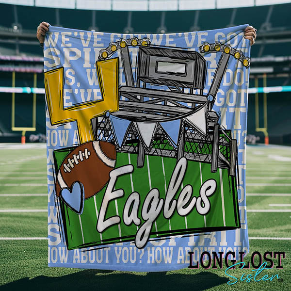 Football We've Got Spirit Columbia Blue Custom Mascot Blanket | Long Lost Sister Boutique