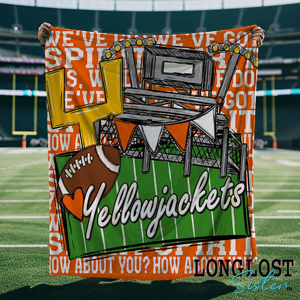 Football We've Got Spirit Orange Personalized Mascot Blanket | Long Lost Sister Boutique