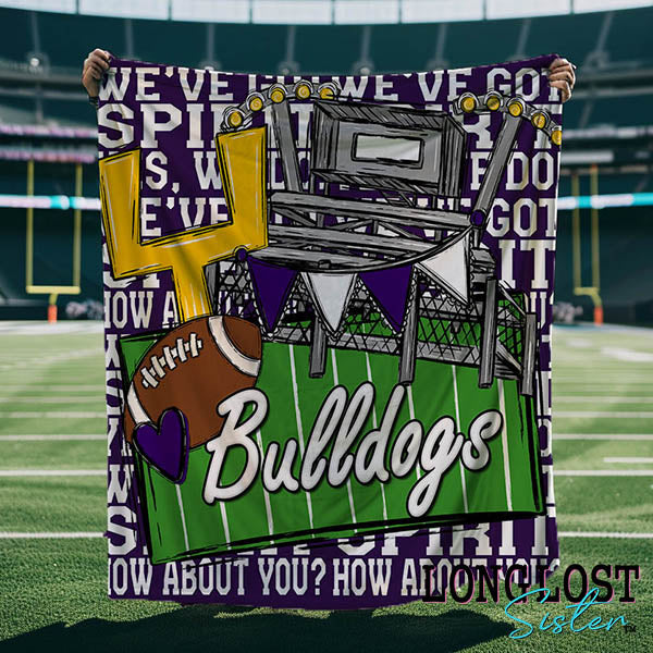 Football We've Got Spirit Purple Custom Mascot Blanket | Long Lost Sister Boutique