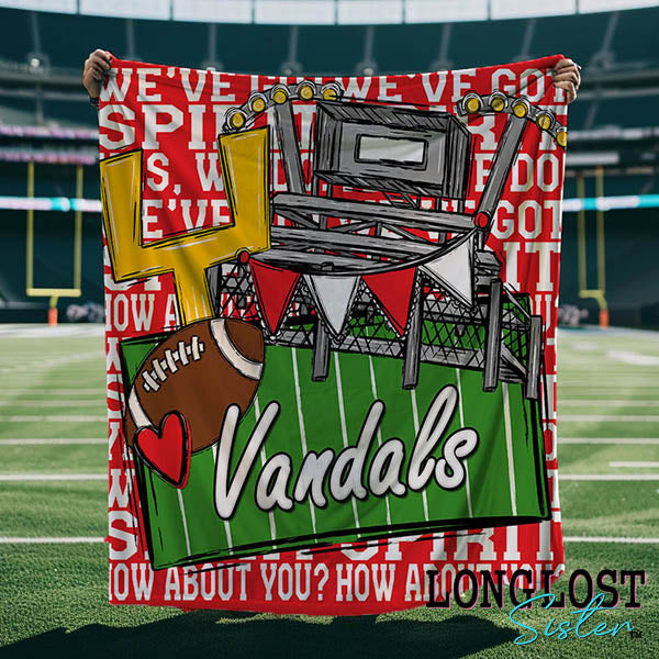 Football We've Got Spirit Red Custom Mascot Blanket | Long Lost Sister Boutique