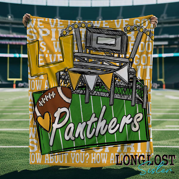 Football We've Got Spirit Yellow Gold Custom Mascot Blanket | Long Lost Sister Boutique