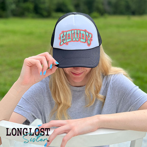 Howdy & Stars Turquoise & Coral Trucker Hat