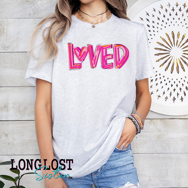 Loved Painted Pink Graphic Tee | Long Lost Sister Boutique