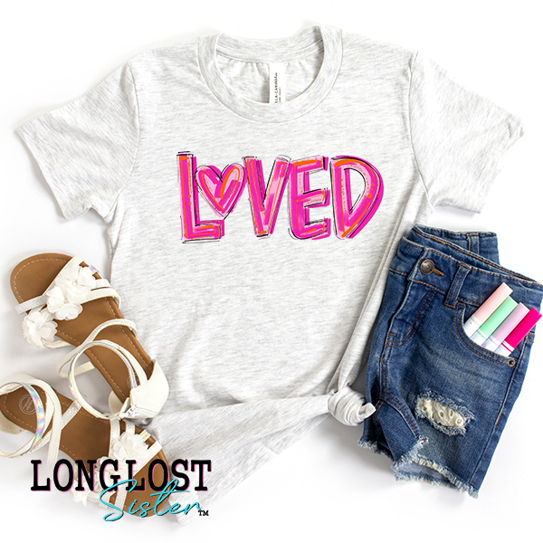 Loved Painted Pink Kids T-shirt | Long Lost Sister Boutique