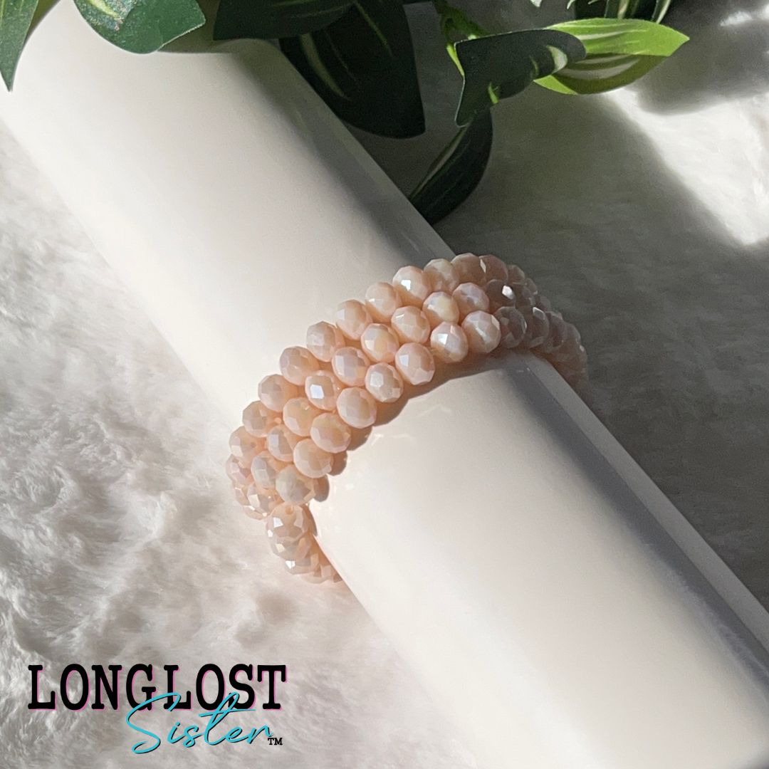 Peach Glass Bead Stretch Bracelet long lost sister boutique