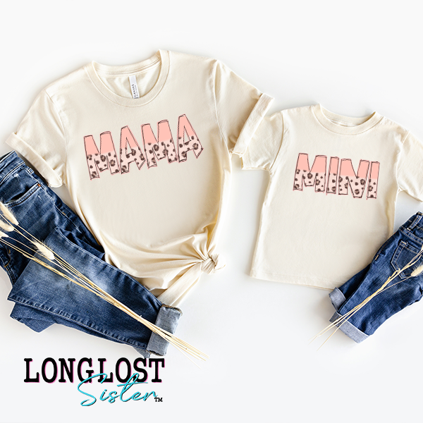 Peachy Leopard Matching Mama & Mini T-shirts | Long Lost Sister Boutique