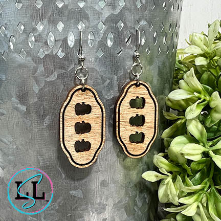 Pumpkin Cutout Wood Dangle Earrings