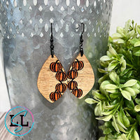 Stacked Pumpkin Teardrop Wood Dangle Earrings