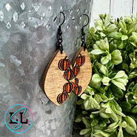 Stacked Pumpkin Teardrop Wood Dangle Earrings