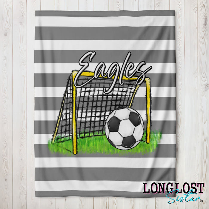 Soccer Team Spirit Gray Custom Blanket | Long Lost Sister Boutique