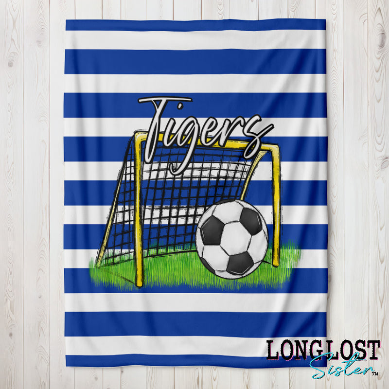 Soccer Team Spirit Royal Blue Custom Blanket | Long Lost Sister Boutique